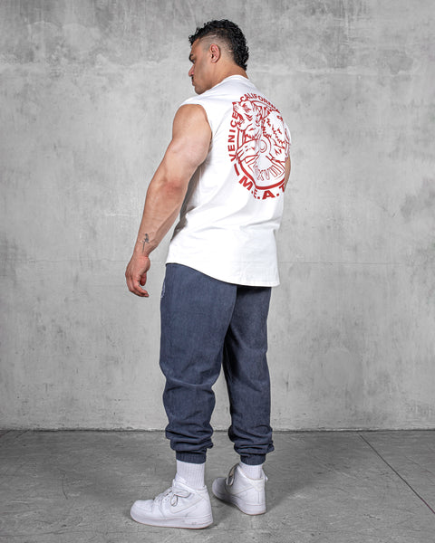 CUTOFF MUSCLE TEE - ORIGIN / WHITE