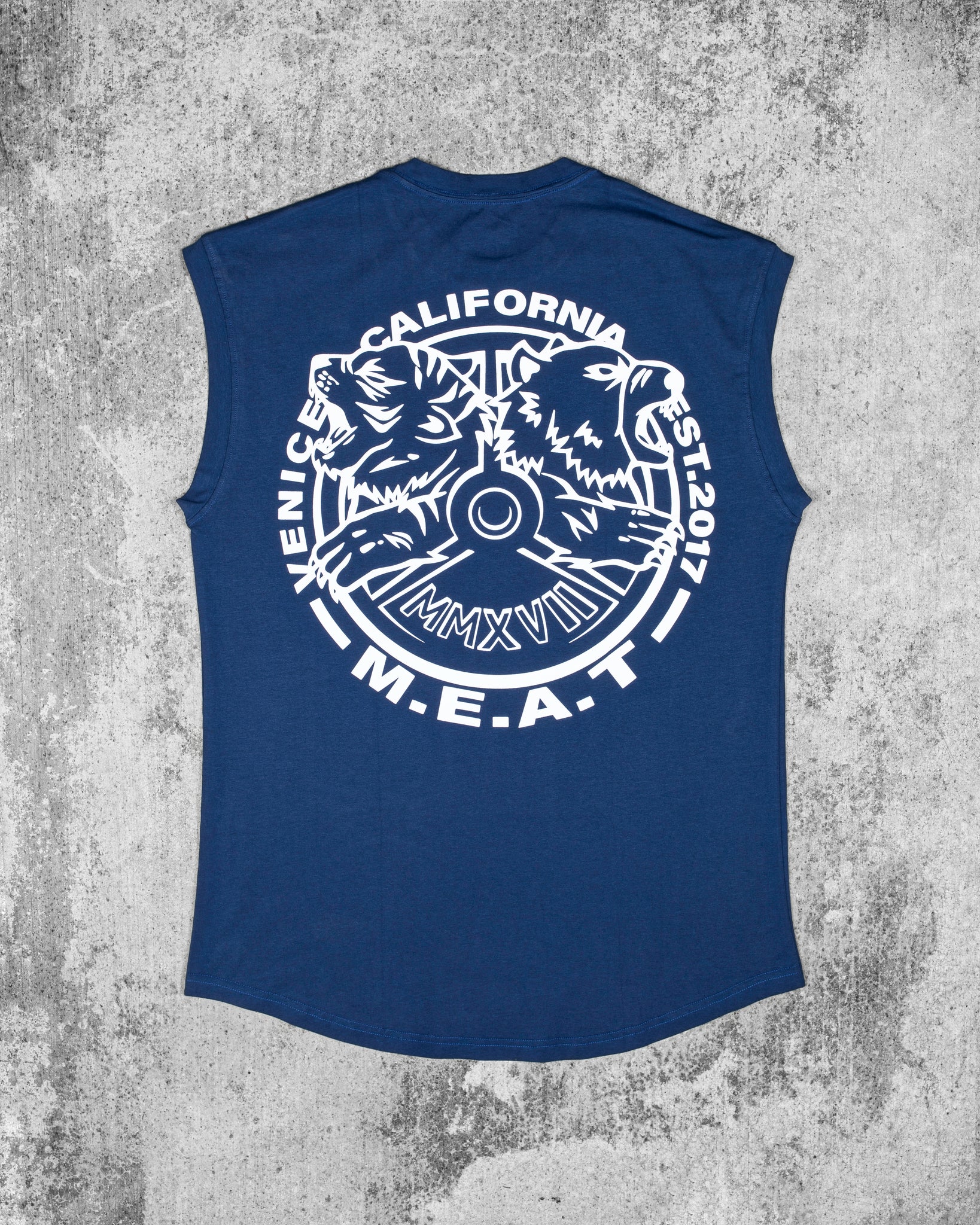 CUTOFF MUSCLE TEE - ORIGIN / NAVY BLUE